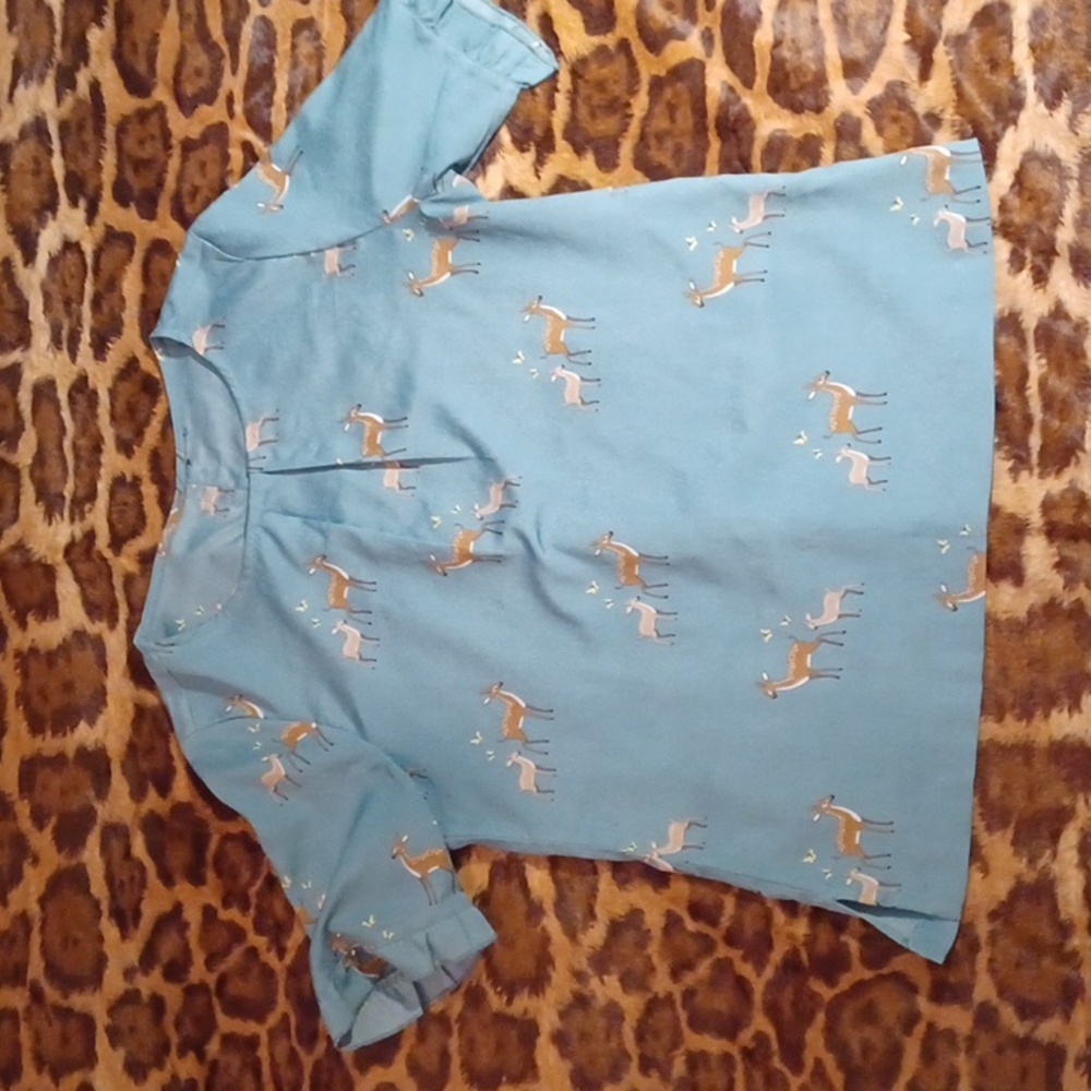 Cute indie blouse, woodland deer pattern. M